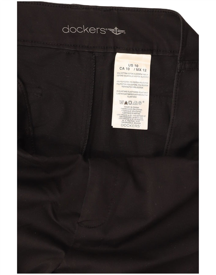 DOCKERS Womens Capri Trousers US 10 Large W32 L21 Black Cotton