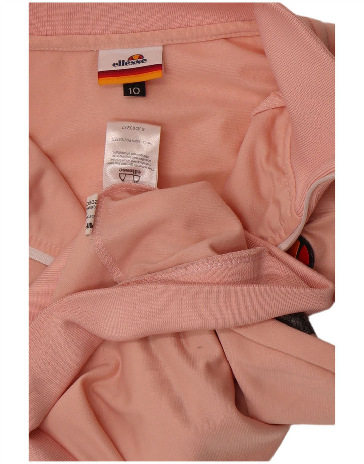 Ellesse Womens Crop træningsdragt topjakke UK 10 Small Pink Stribet Polyester