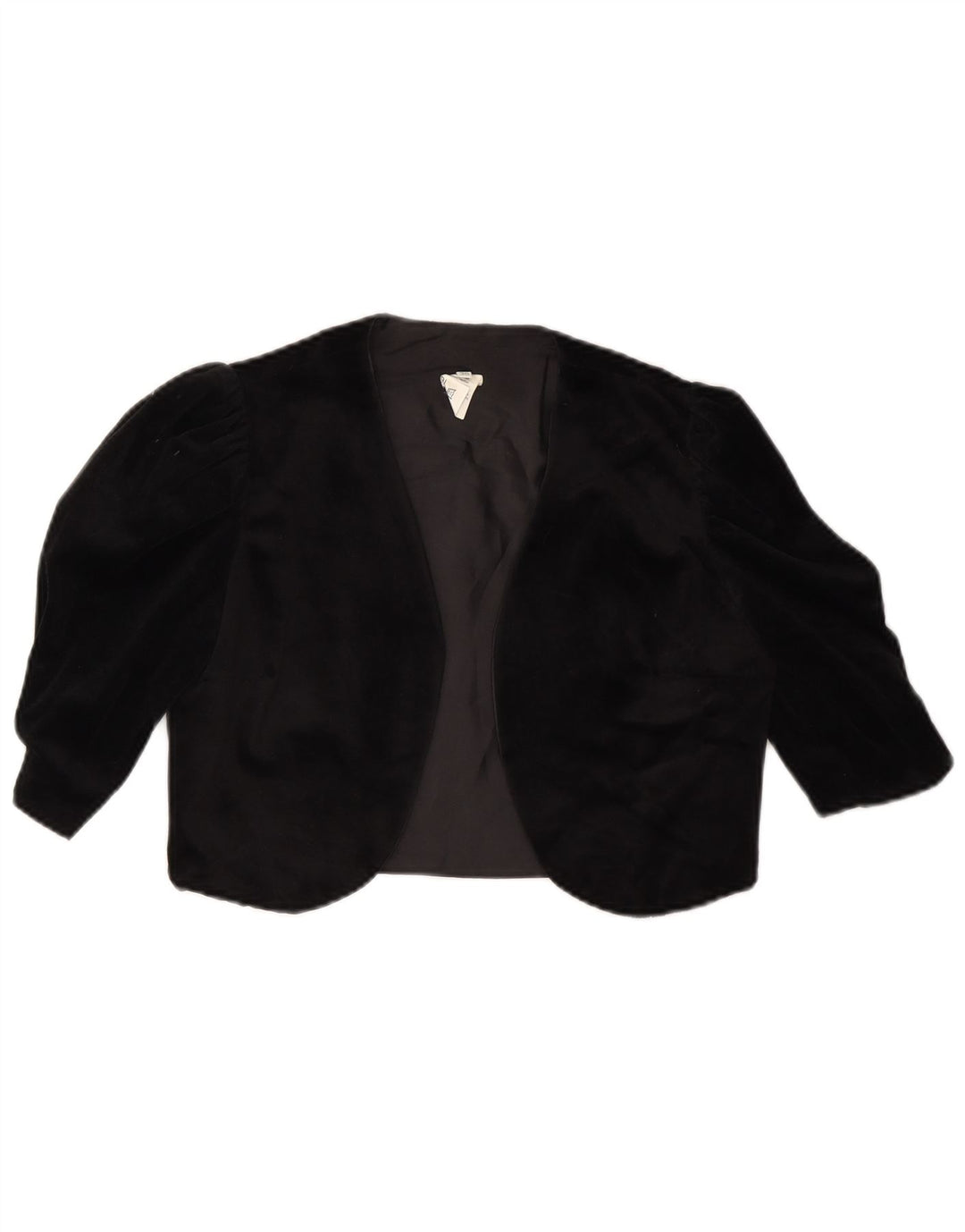 VINTAGE Womens Open Bolero Jacket IT 36 XS Sort Triacetat