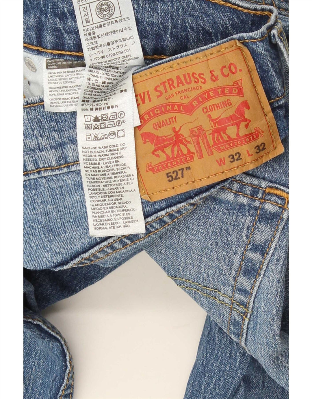 Levi's Herre 527 Slim Bootcut Jeans W32 L32 Blå Bomuld