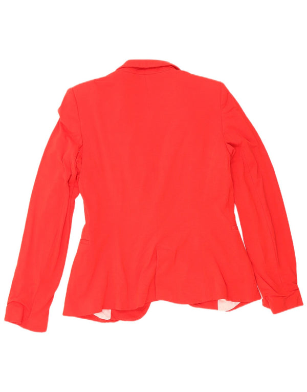 Zara Dame 1 Knap Blazer Jacket UK 12 Medium Red Acetate