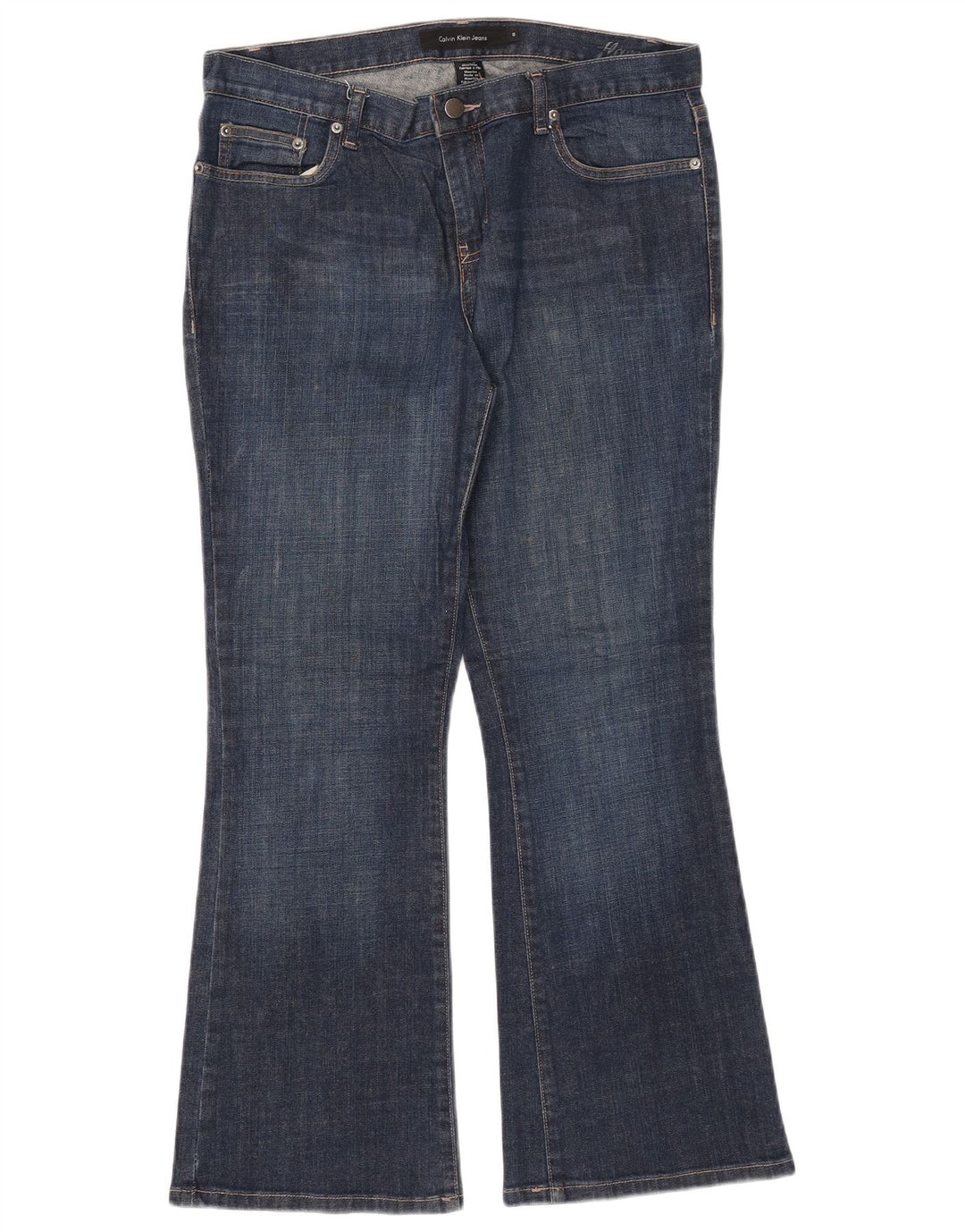 CALVIN KLEIN Dame Bootcut Jeans US 10 Medium W32 L28 Blå Bomuld
