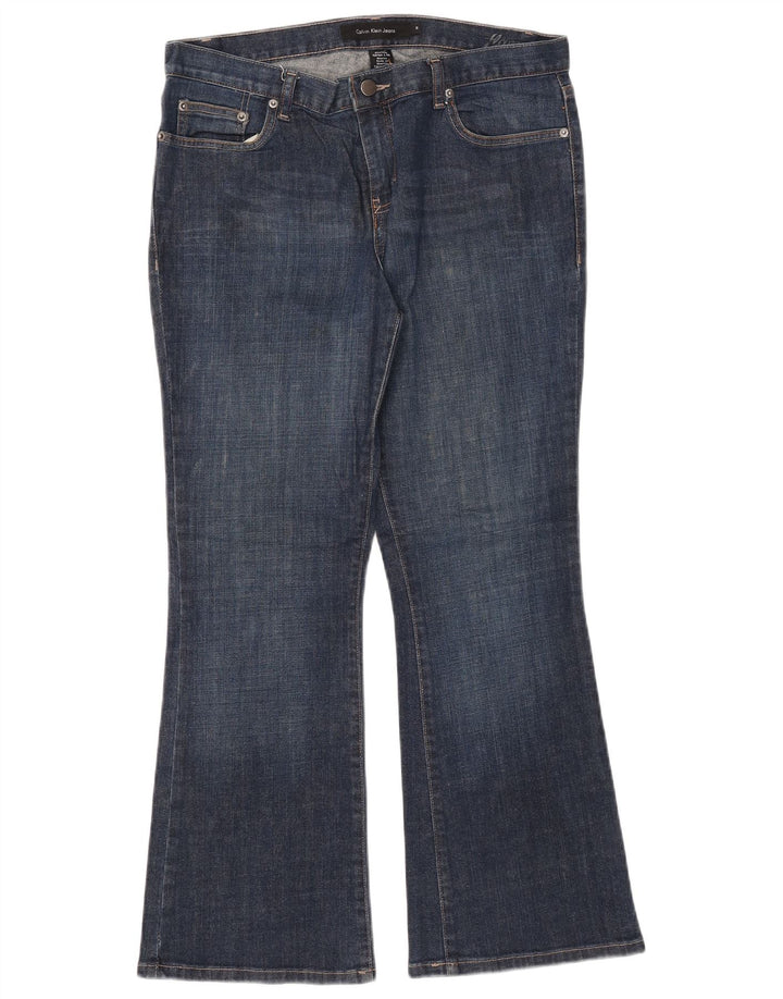 CALVIN KLEIN Dame Bootcut Jeans US 10 Medium W32 L28 Blå Bomuld