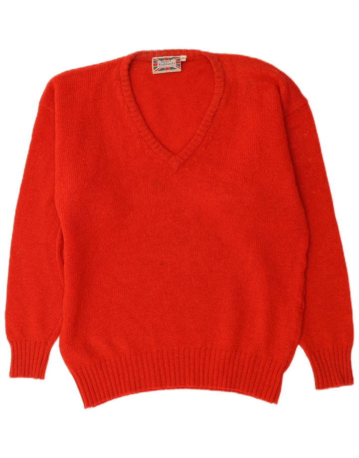 Vintage Herre V-hals sweater Stor Rød Ny Uld