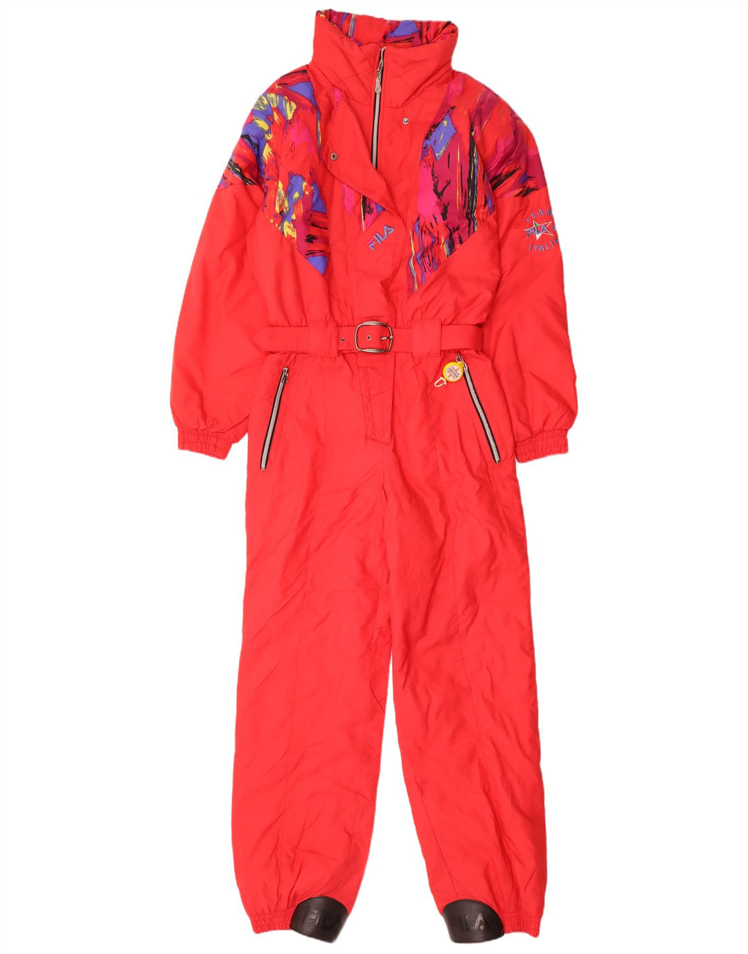 Fila Dame Ski Jumpsuit IT 44 Medium Rød Geometrisk