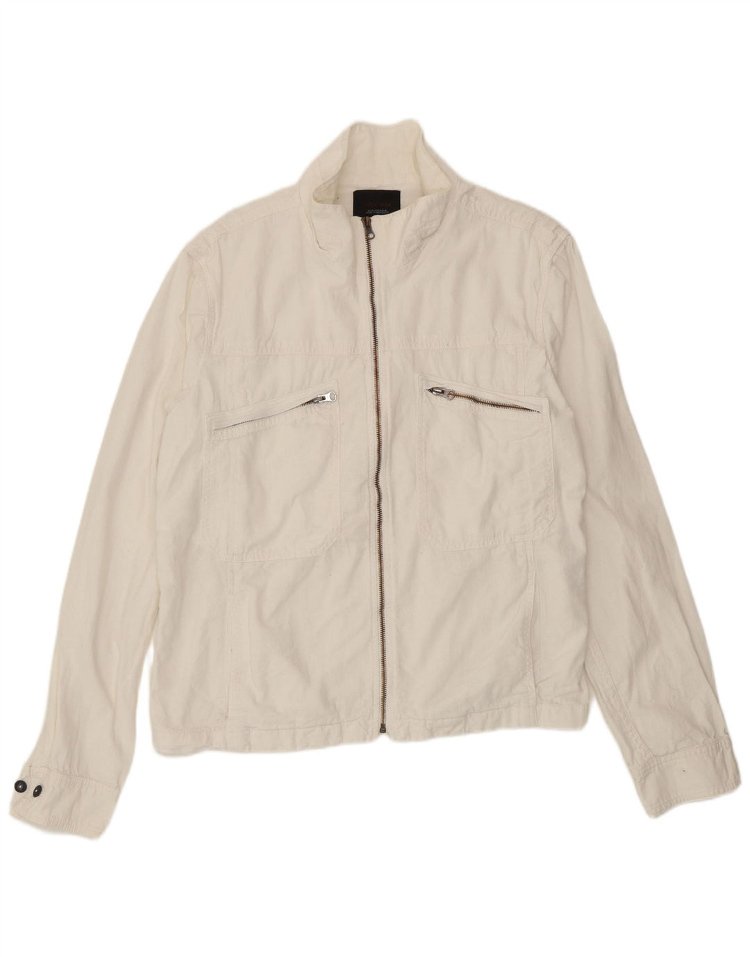 Zara Herre Utility Jacket UK 42 XL Hvid Polyester