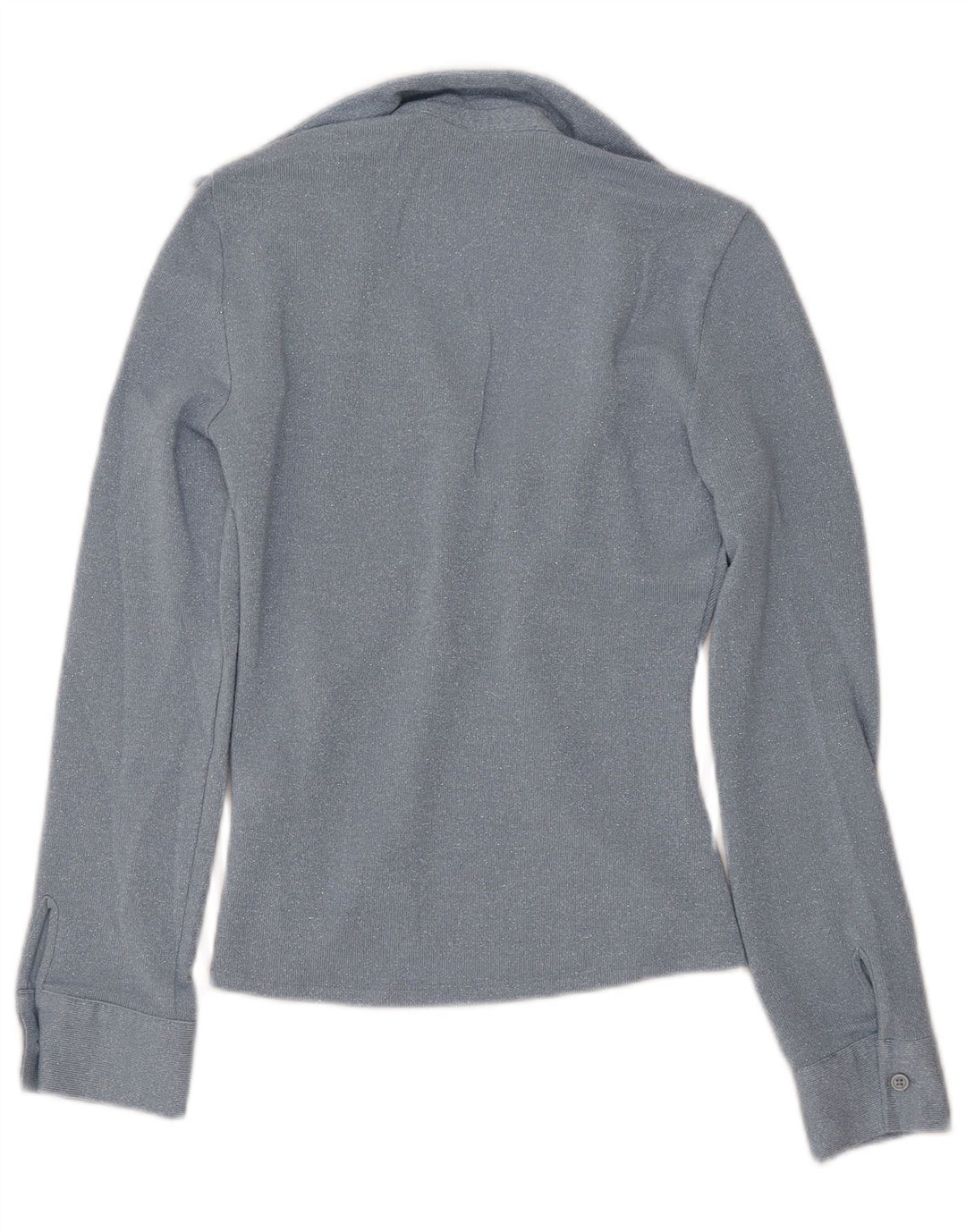 ZARA langærmet blusetop til kvinder UK 6 XS blå viskose