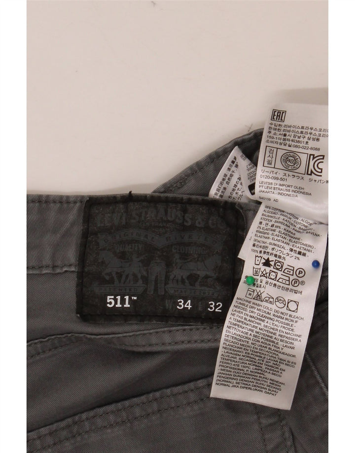 LEVI'S Herre 511 Slim Chino Bukser W34 L32 Grå Bomuld
