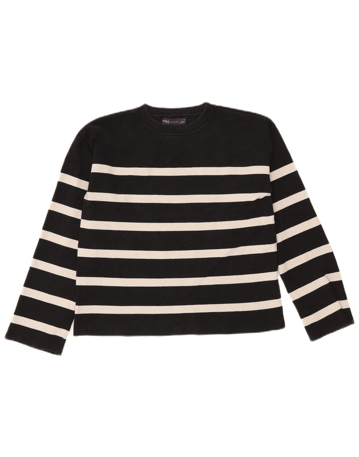 Marks & Spencer Dame sweater med rund hals DK 12 Mellem sort stribet