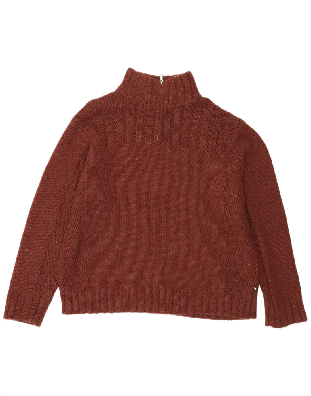 Marks & Spencer Herre Zip Neck Jumper Sweater XL Brun Akryl