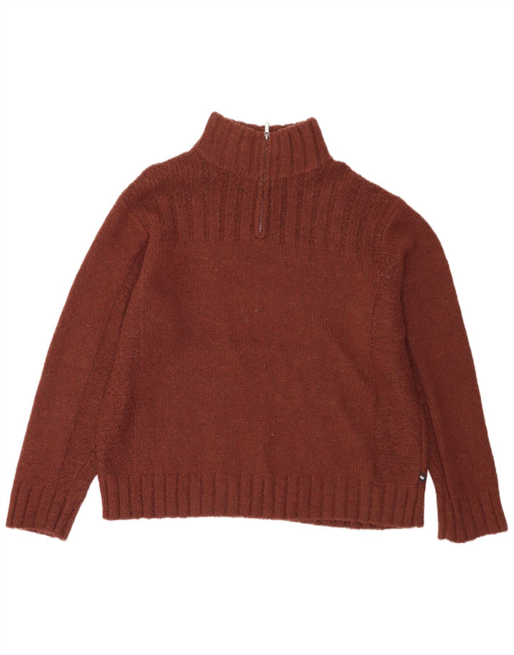 Marks & Spencer Herre Zip Neck Jumper Sweater XL Brun Akryl