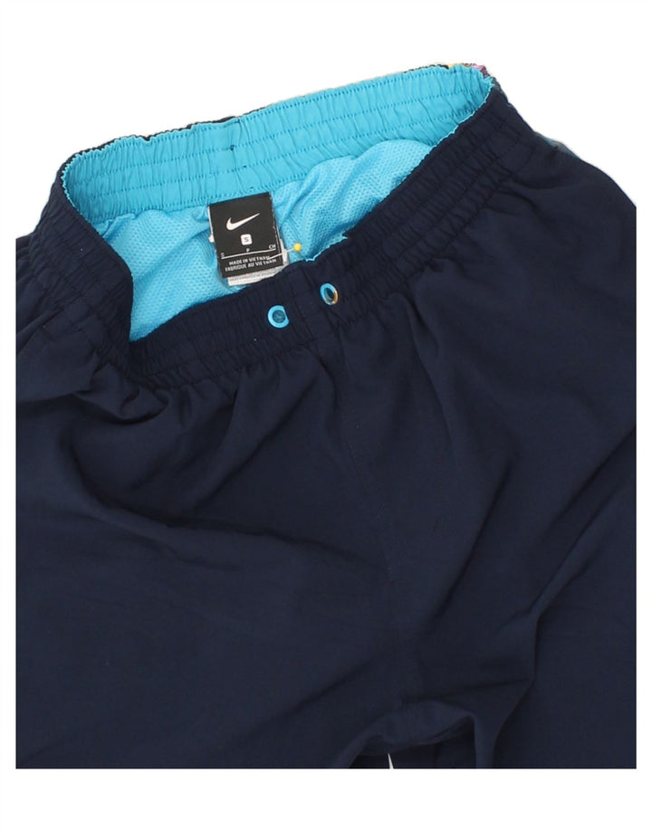 NIKE Mens Graphic Sport Shorts Small Navy Blue Polyester Vintage Nike and Second-Hand Nike from Messina Hembry 