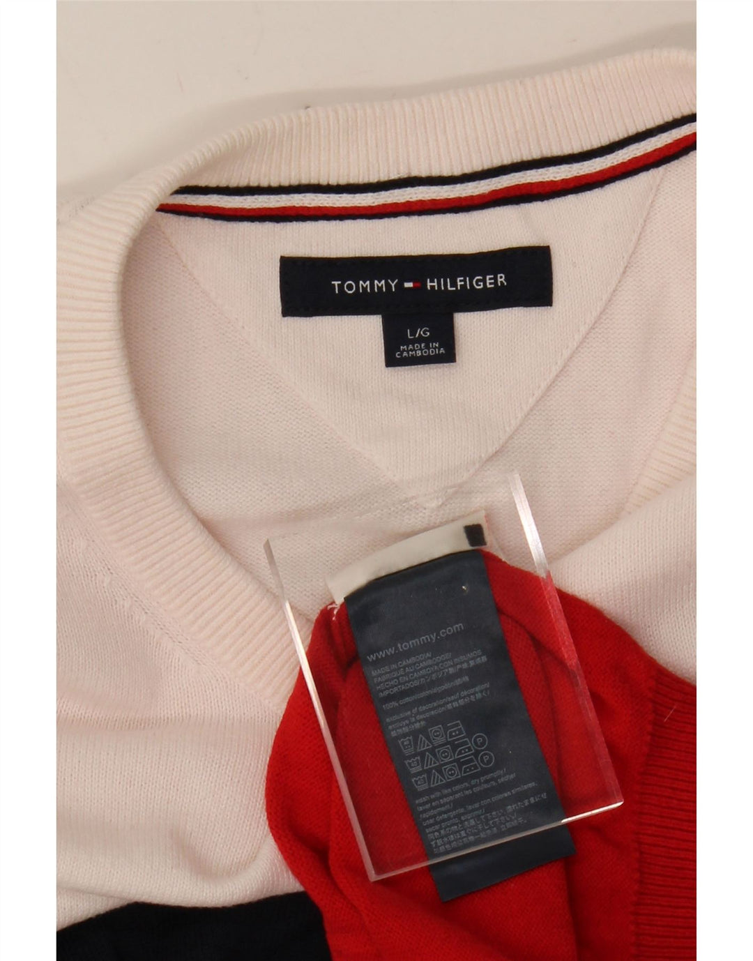 TOMMY HILFIGER Womens Boat Neck Jumper Sweater UK 16 Large Multicoloured Vintage Tommy Hilfiger and Second-Hand Tommy Hilfiger from Messina Hembry 
