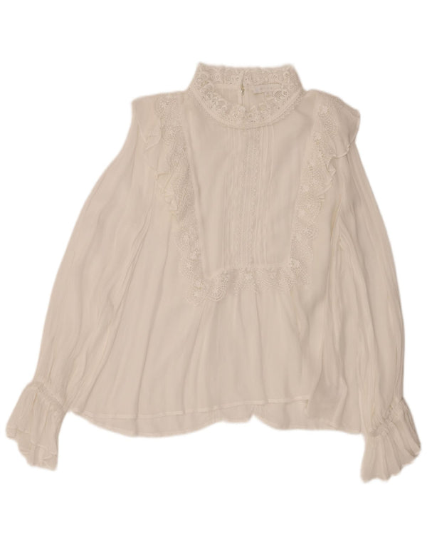 Eri + Ali Dame Langærmet Bluse Top UK 14 Medium White Viscose