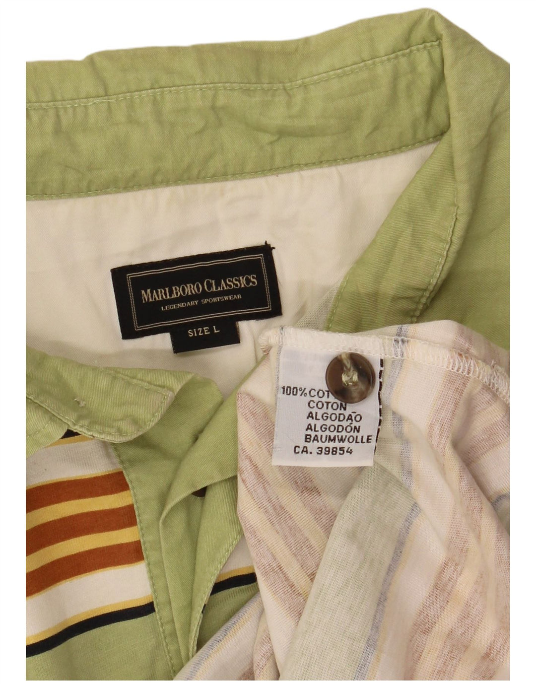 Marlboro Classics Rugby Polo Shirt til mænd Stor grøn stribet bomuld