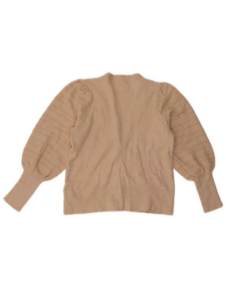 Marks & Spencer Dame Crop Cardigan Sweater UK 12 Medium Beige Viscose