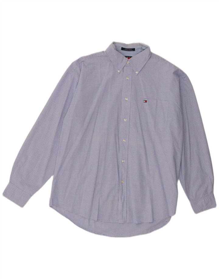Tommy Hilfiger herreskjorte XL blå ternet bomuld