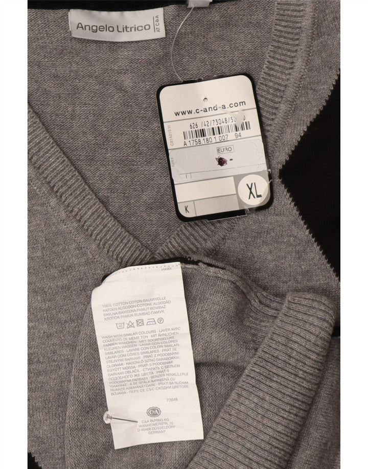Angelo Litrico Herrevest Tank Top XL Grå Argyle/Diamant Bomuld