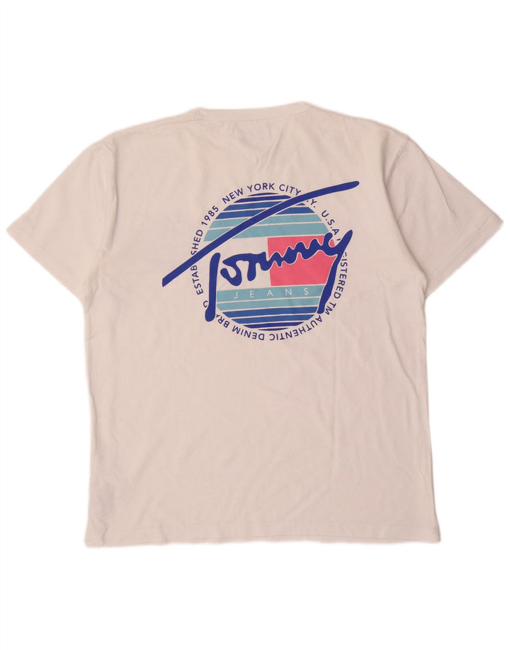 TOMMY HILFIGER Herre grafisk T-shirt Top Stor hvid bomuld