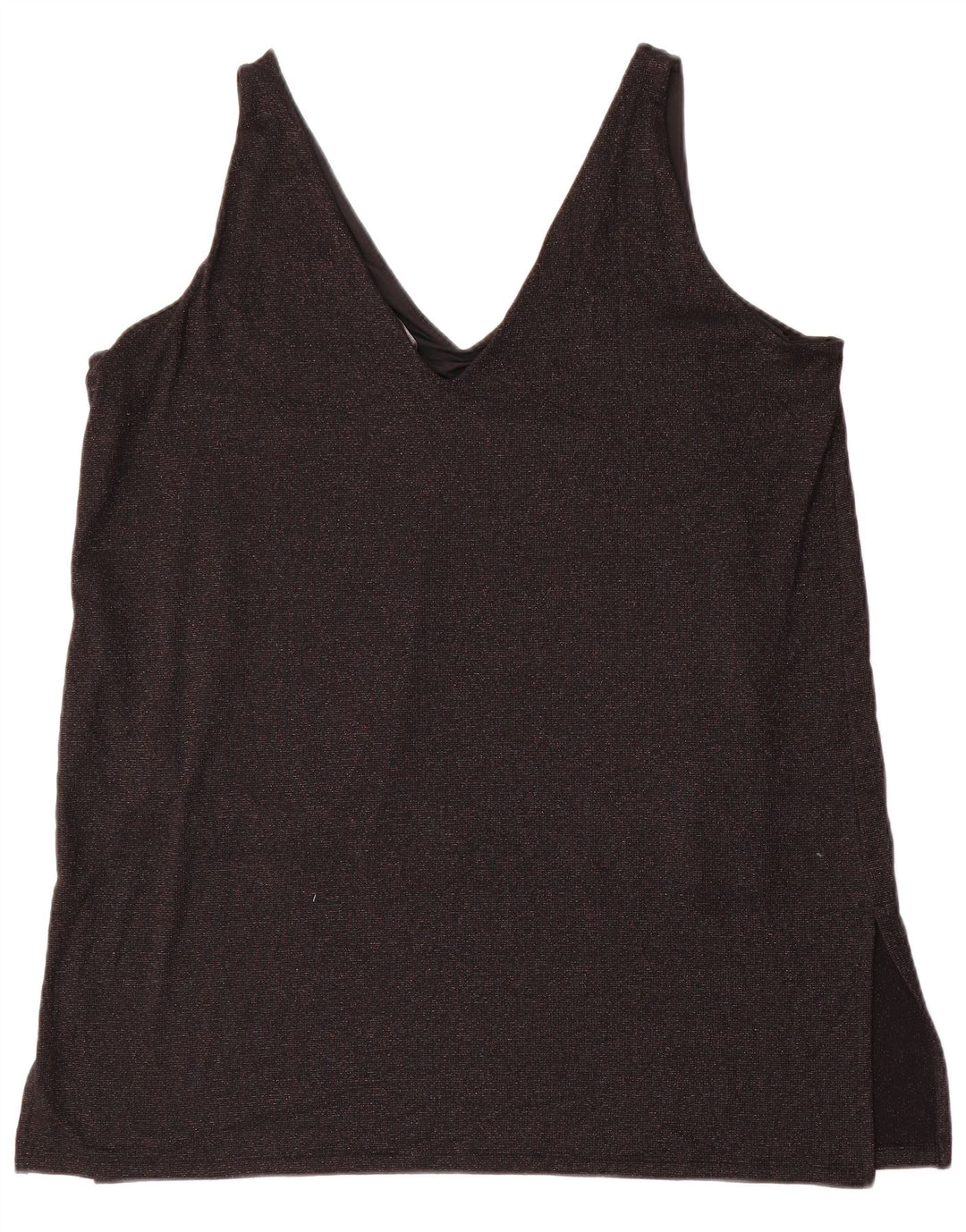 Marks & Spencer Dame ærmeløs bluse Top UK 20 2XL Sort Viscose
