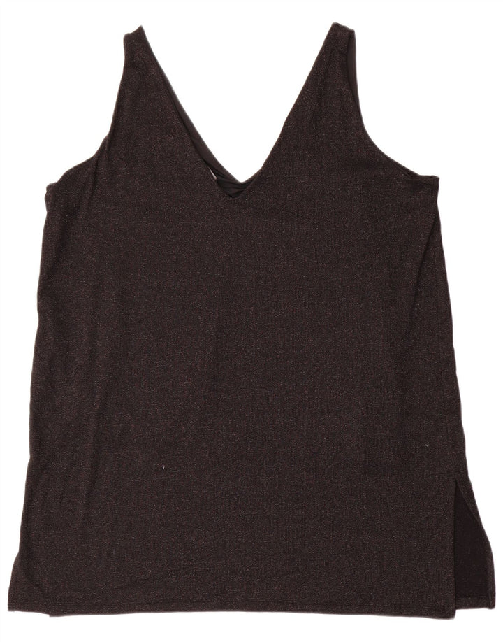 Marks & Spencer Dame ærmeløs bluse Top UK 20 2XL Sort Viscose