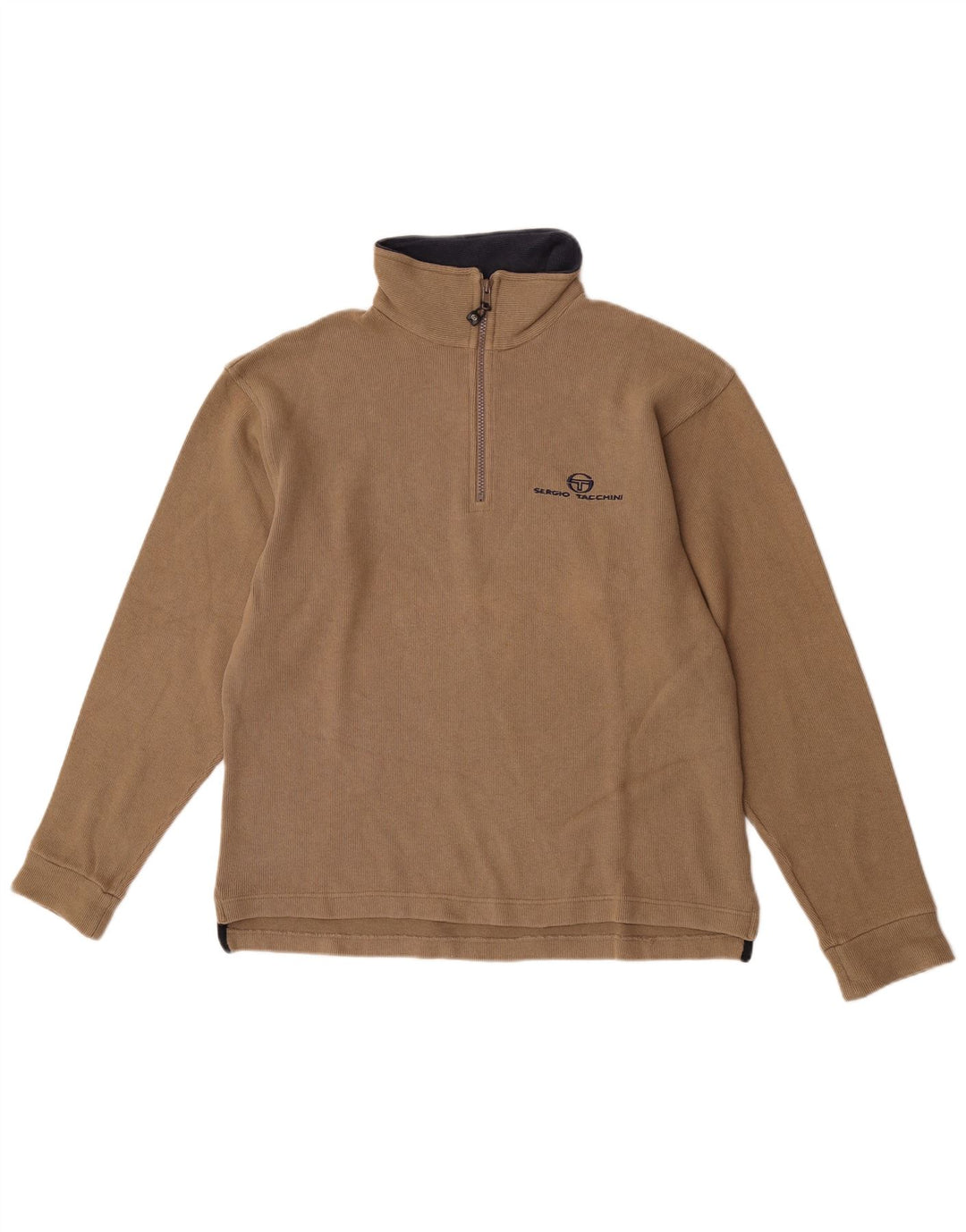 Sergio Tacchini Herre Zip Neck Sweatshirt Jumper Medium Beige Bomuld
