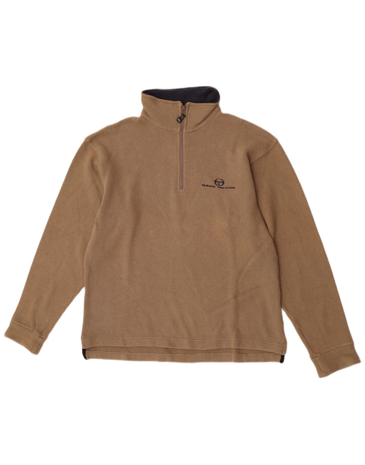 Sergio Tacchini Herre Zip Neck Sweatshirt Jumper Medium Beige Bomuld