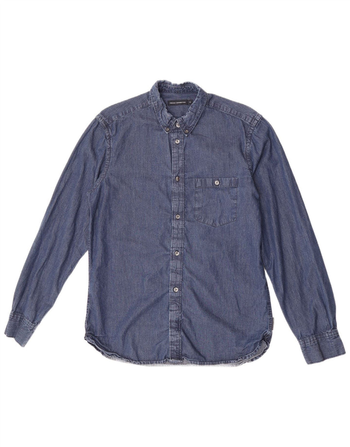 French Connection Herre Denim Shirt Medium Blue Bomuld