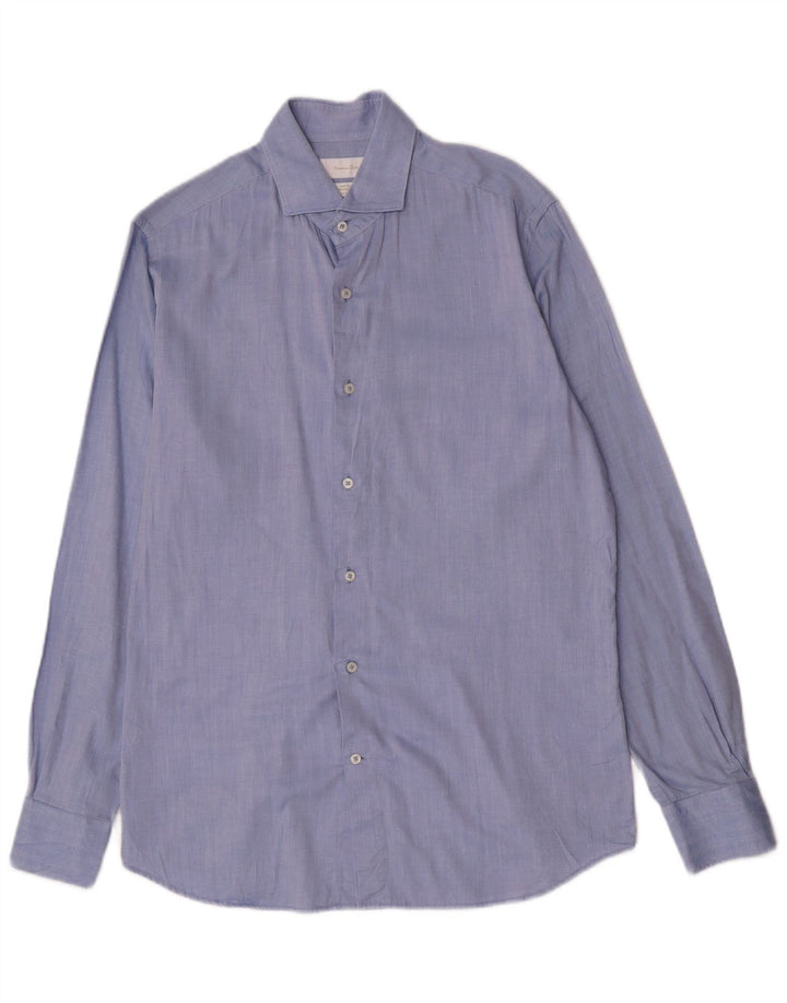 Massimo Dutti Herreskjorte EU 40 15 1/2 Mellemblå Bomuld