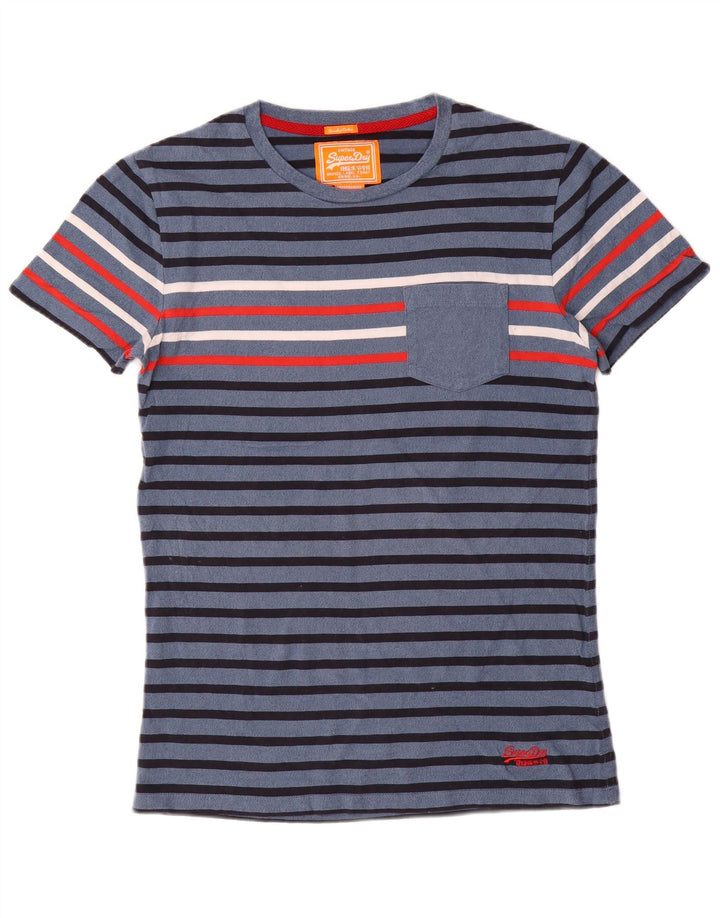 Superdry T-shirt til mænd, medium marineblå stribet bomuld