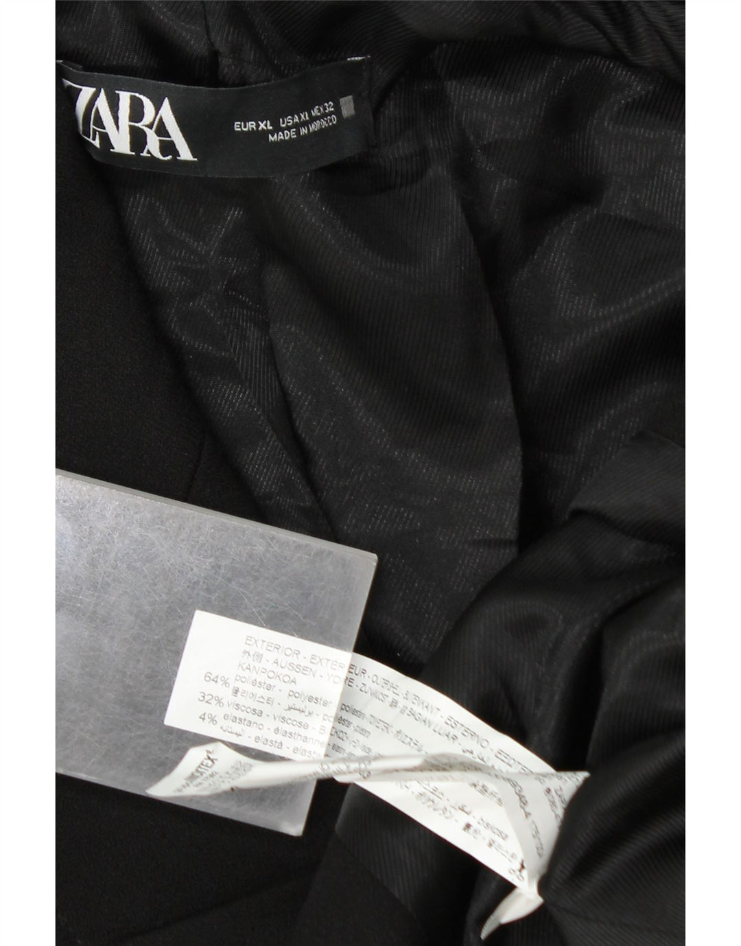 ZARA Dame Dobbeltradet Blazer Jacket UK 18 XL Sort Polyester