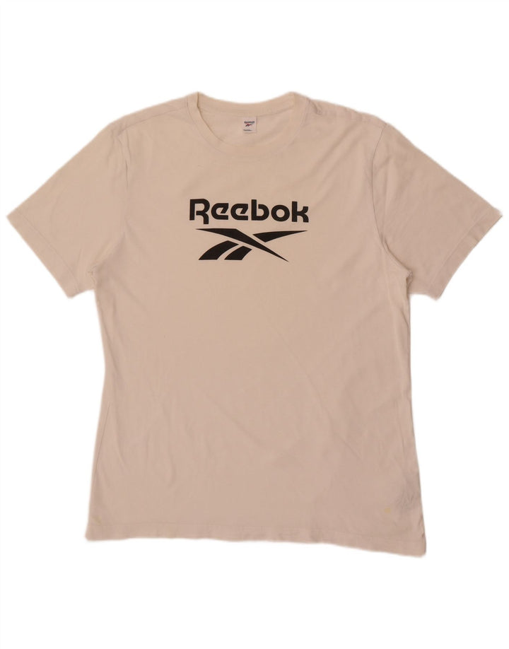 Reebok Herre grafisk T-shirt Top Medium Hvid Bomuld