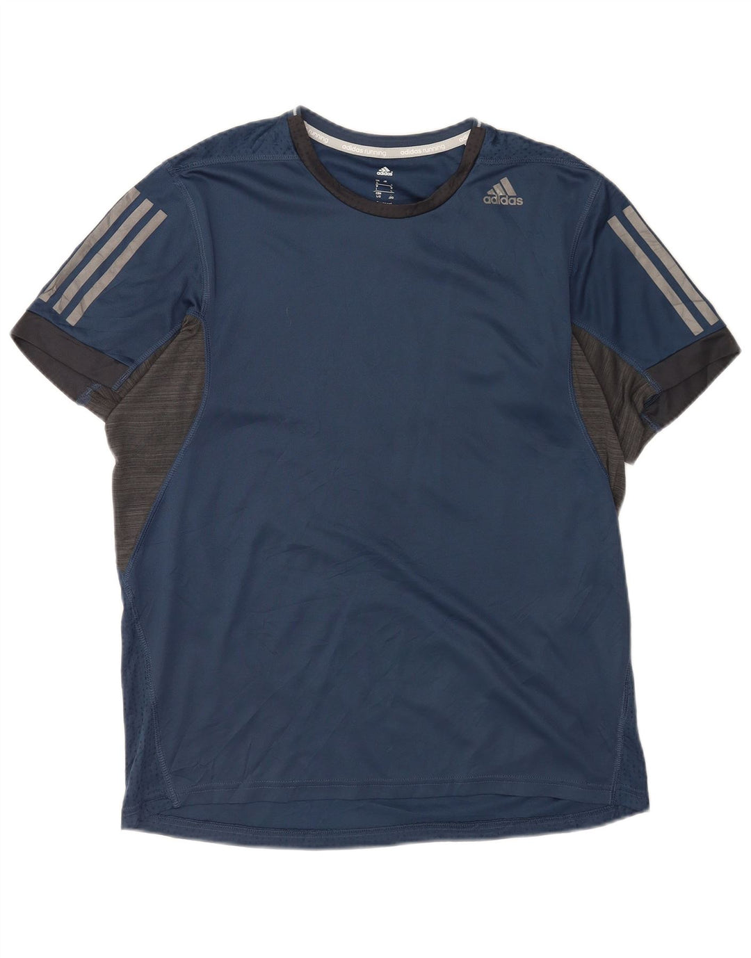Adidas Herre Climacool T-Shirt Top Stor Marineblå Nålestribet Polyester