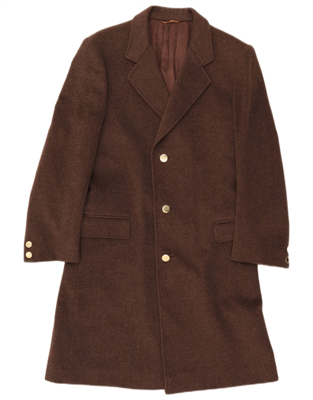 Vintage Dame Overfrakke IT 52 2XL Brun Uld