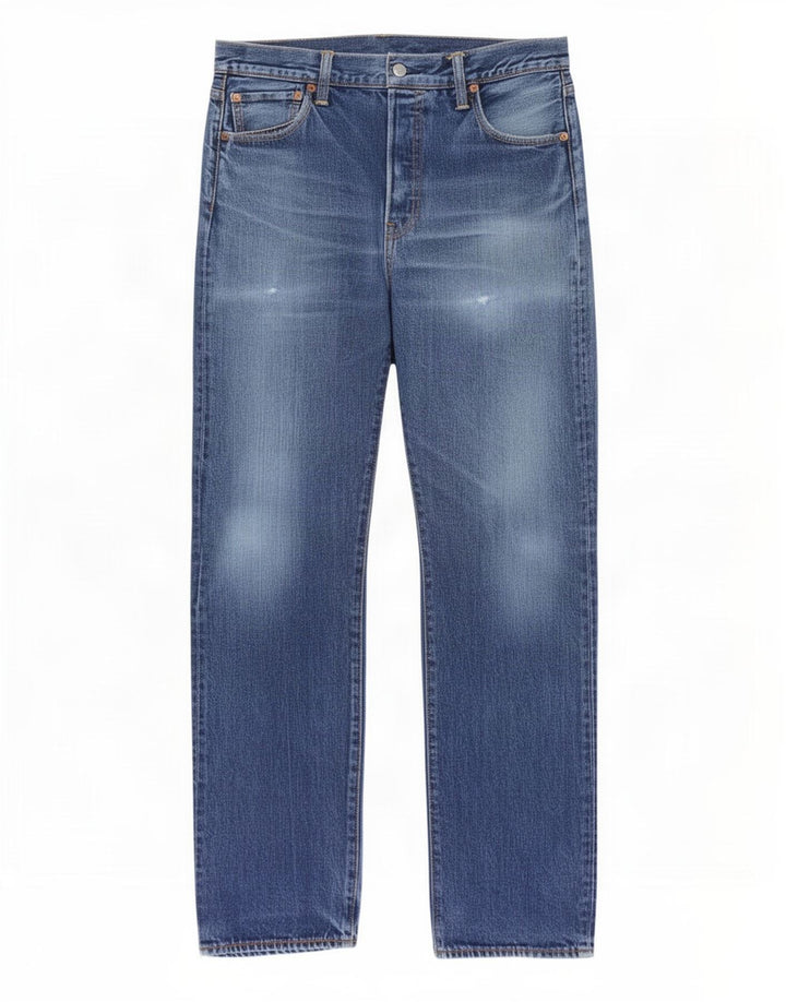 Levi's Men Distressed Straight Jeans W34 L34 Blå Bomuld