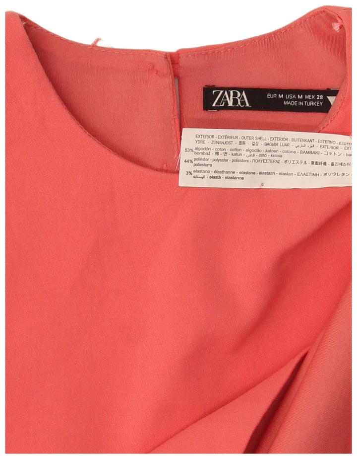 Zara Dame Ærmeløs Crop Top UK 12 Medium Pink Bomuld