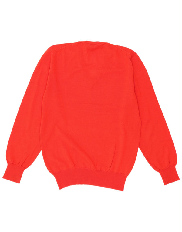 Ted Lapidus Mens V-Neck Jumper Sweater IT 46 Small Red Merino Wool