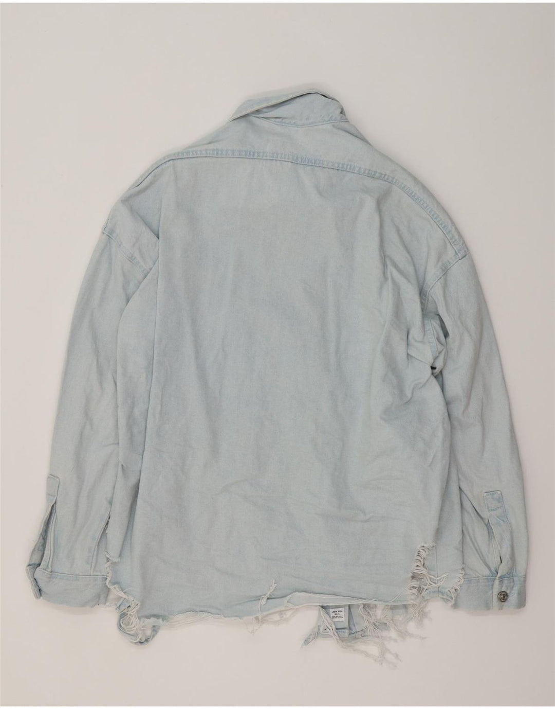 ZARA Dame Oversized Denim Shirt UK 10 Small Blue Cotton