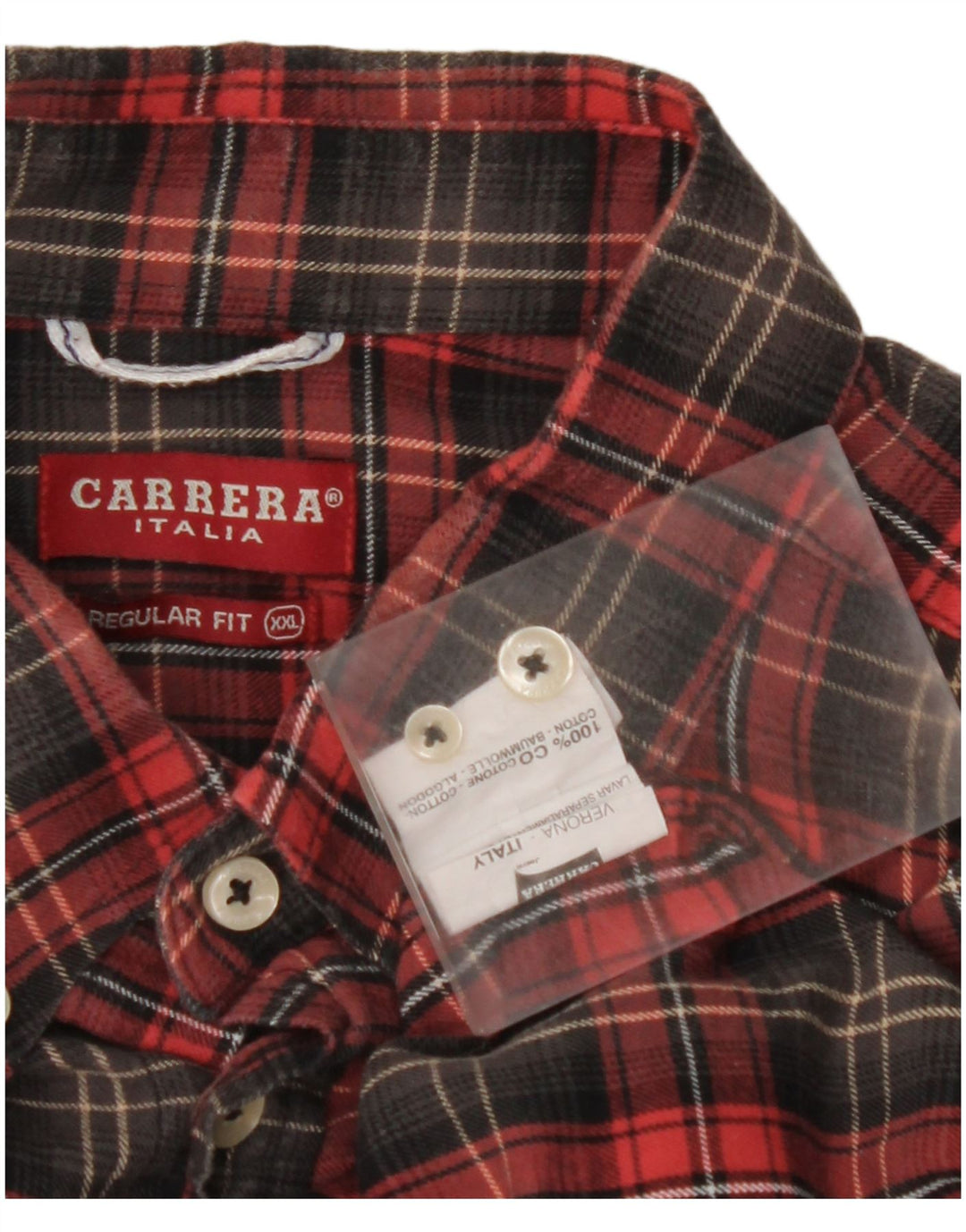 CARRERA Herre Regular Fit Flannel skjorte 2XL rød ternet bomuld