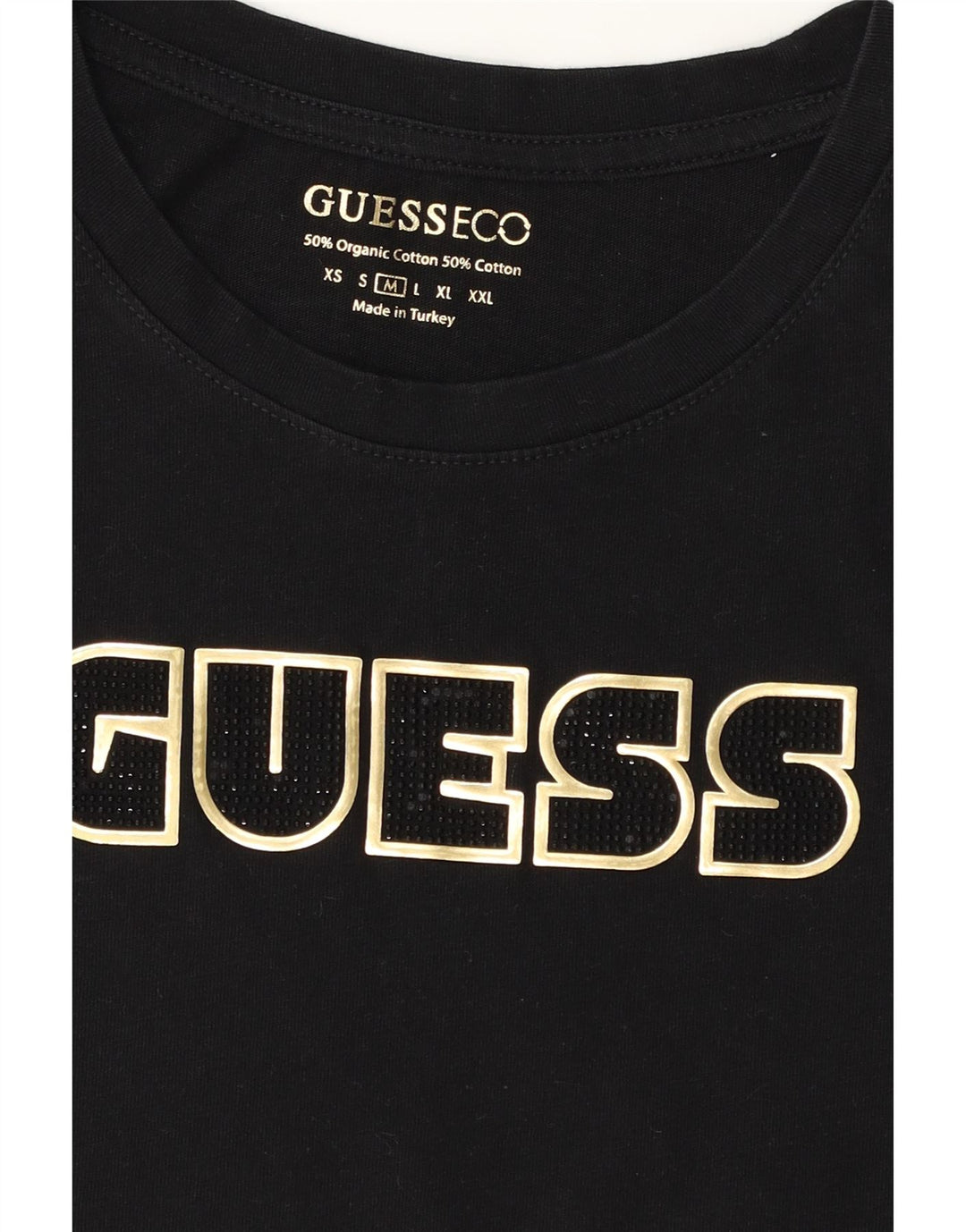 GUESS Womens Graphic T-Shirt Top UK 12 Medium Black Cotton Vintage Guess and Second-Hand Guess from Messina Hembry 