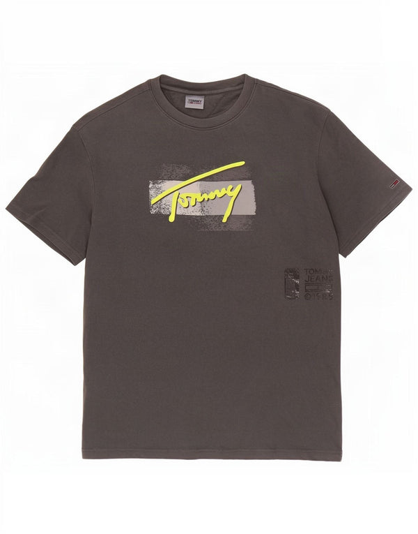 Tommy Hilfiger Herre Grafisk T-Shirt Top Stor Grå Bomuld