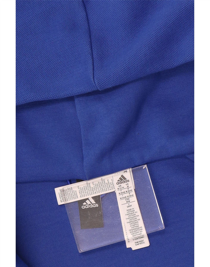 ADIDAS grafisk hættetrøje med lynlås til kvinder UK 12/14 Mellemblå bomuld