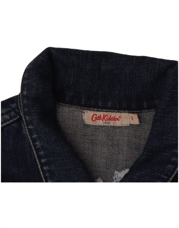 Cath Kidston Dame denimjakke UK 8 Small Navy Blue Floral Bomuld