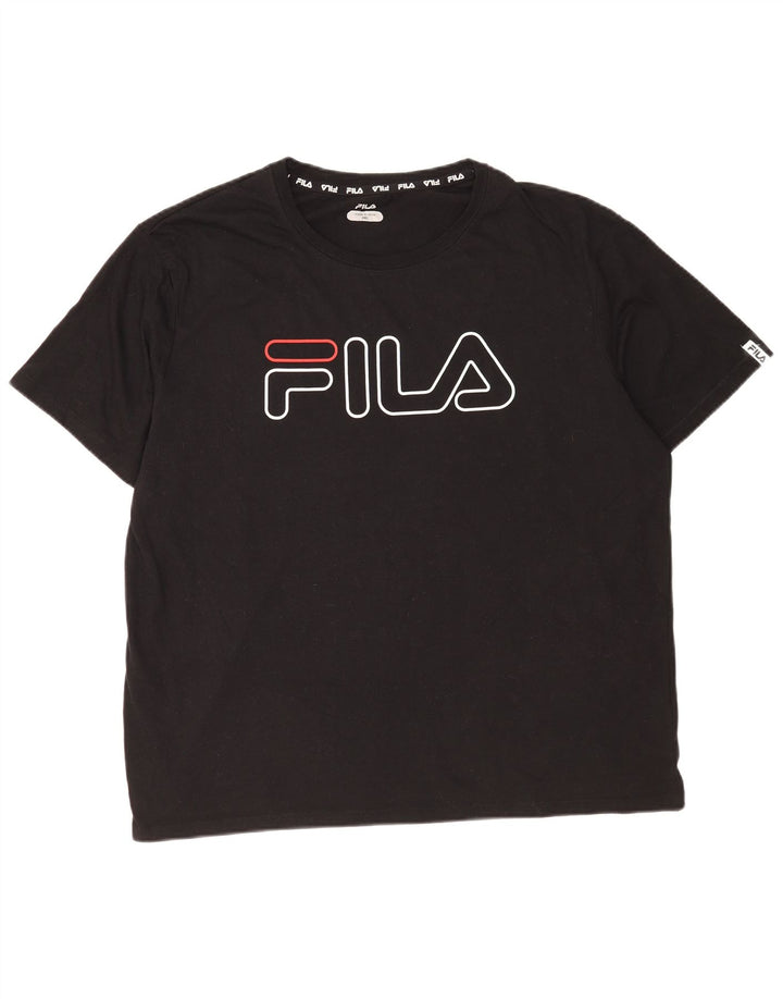 Fila Herre Grafisk T-Shirt Top 3XL Sort Bomuld