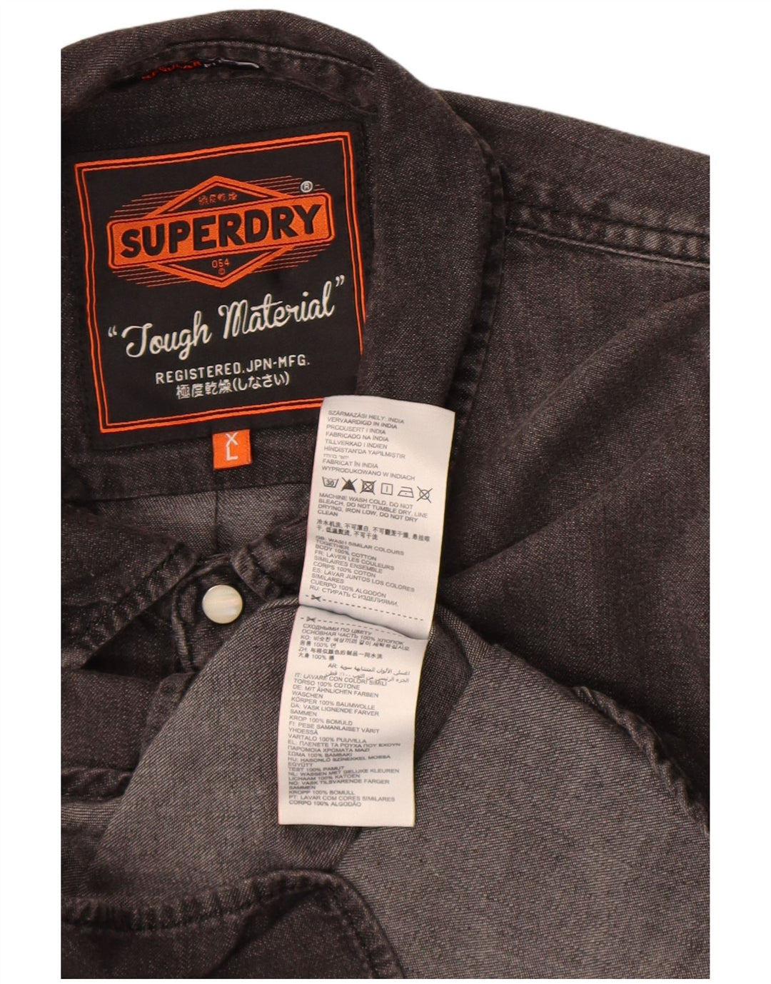 Superdry denimskjorte til mænd XL grå bomuld