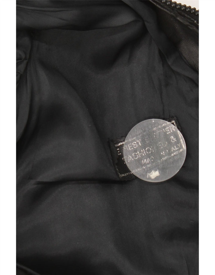 Vintage læderjakke til kvinder UK 18 XL sort læder