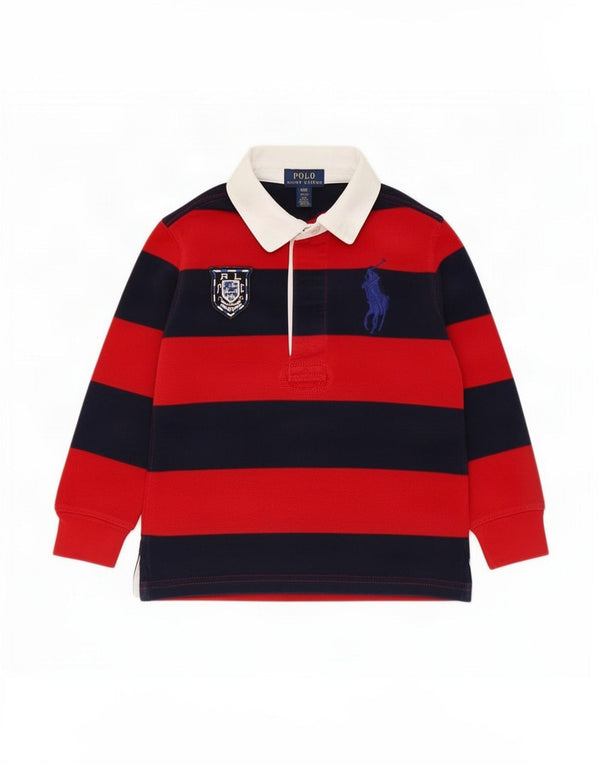 Polo Ralph Lauren Boys Graphic Rugby Polo Shirt 2-3 Years Navy Blue Striped