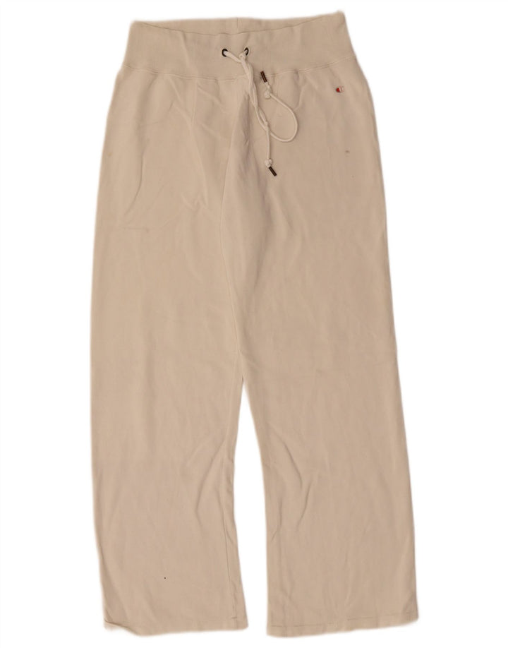 CHAMPION Womens Tracksuit Trousers UK 12 Medium  Off White Cotton