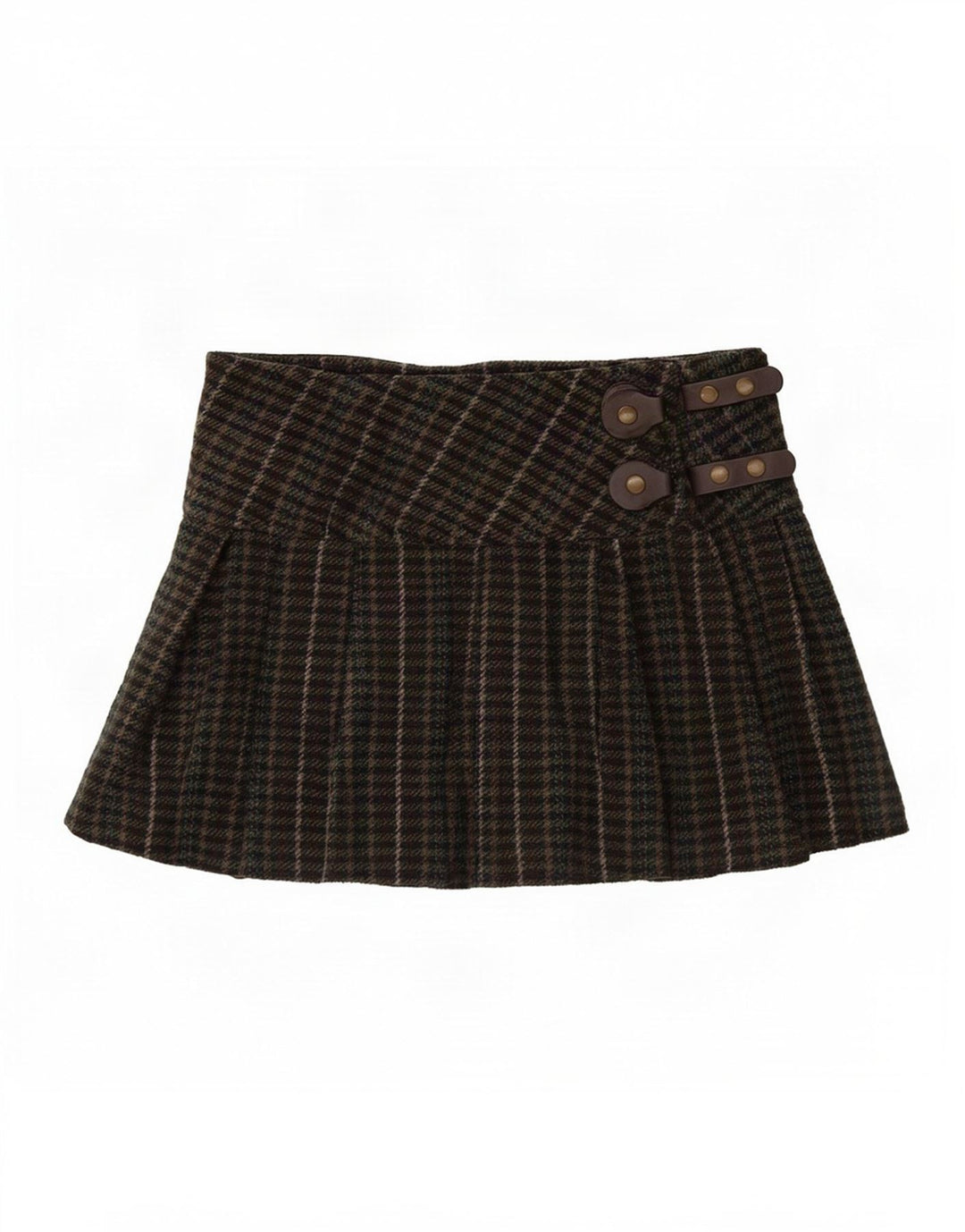 PEPE Jeans Kvinder plisseret mininederdel Small W30 Khaki Houndstooth Polyester