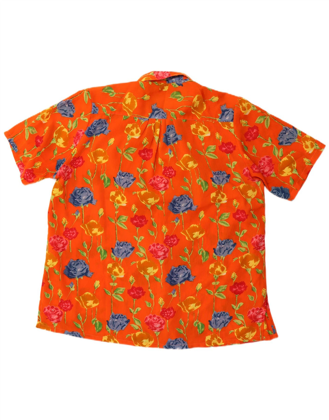 Mango Dame Kortærmet Oversized Skjorte Bluse UK 16 Large Orange Floral